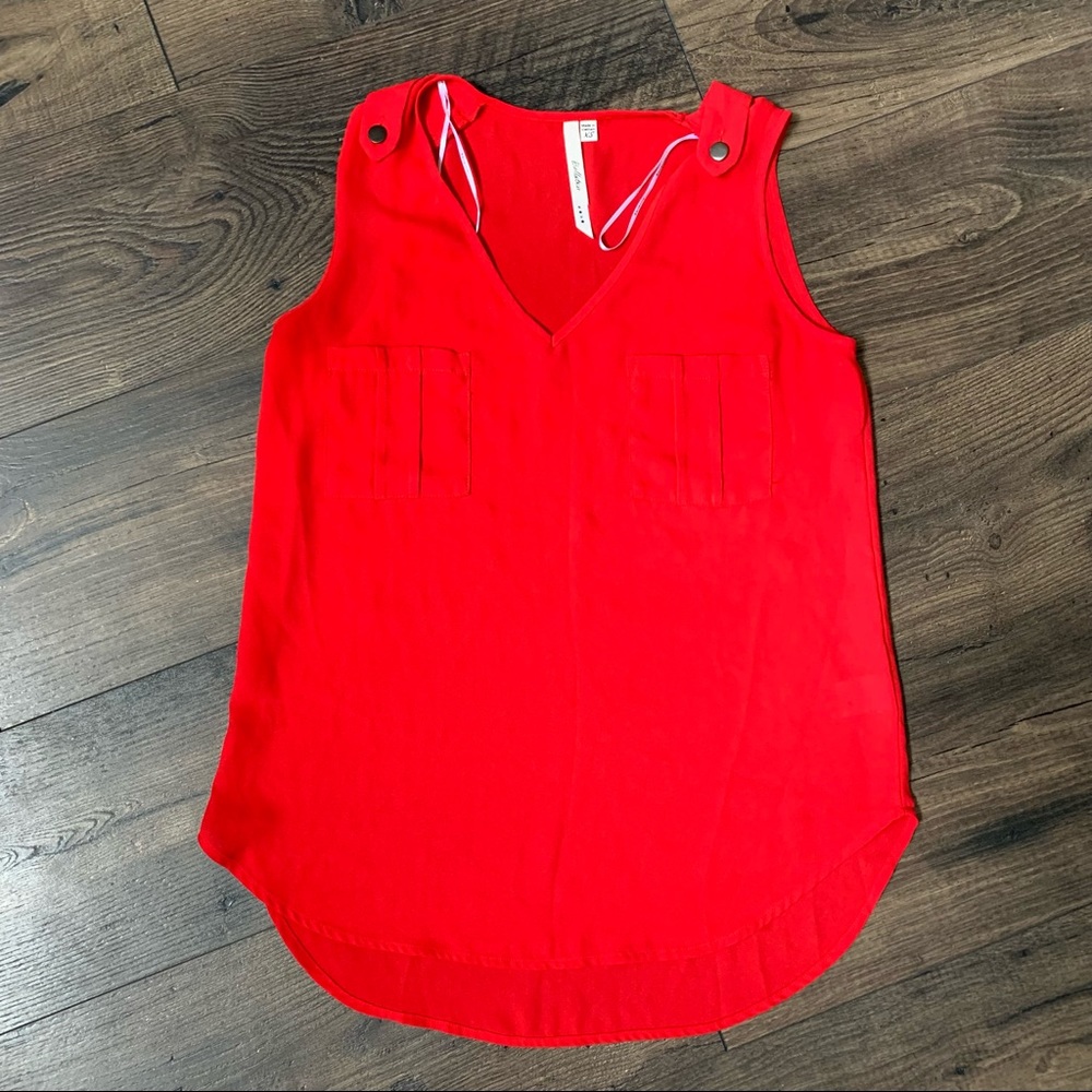 Bellatrix bright red pocket button detail top S
